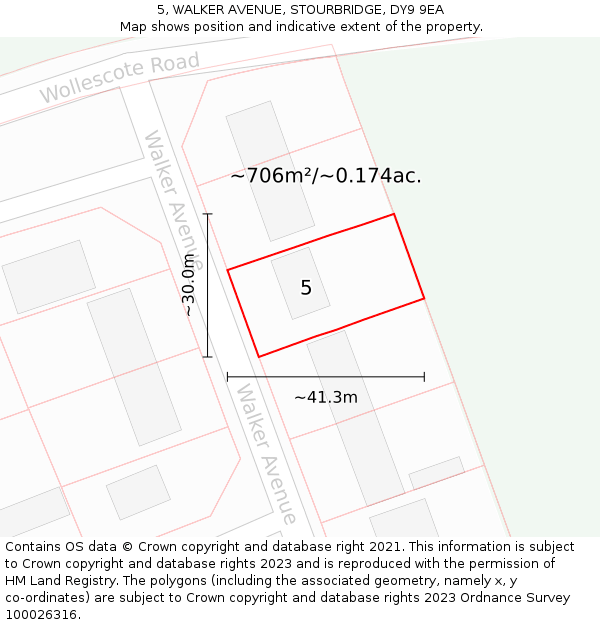 5, WALKER AVENUE, STOURBRIDGE, DY9 9EA: Plot and title map