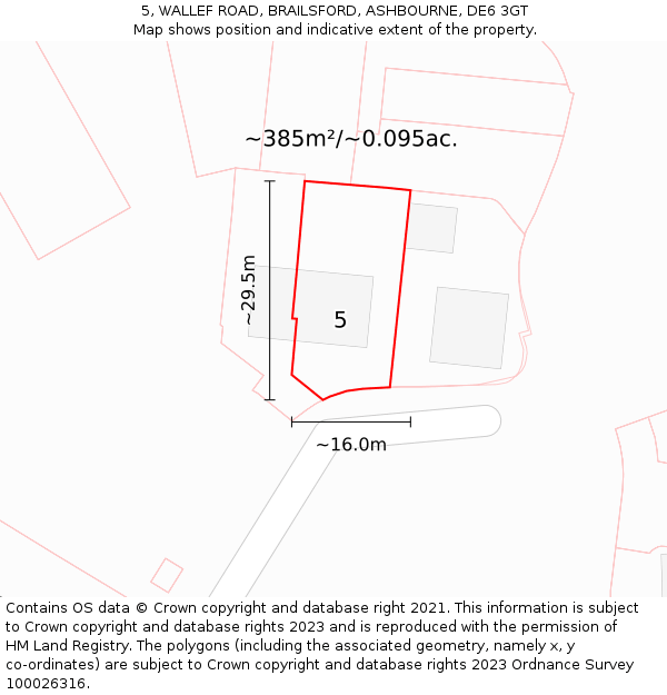 5, WALLEF ROAD, BRAILSFORD, ASHBOURNE, DE6 3GT: Plot and title map