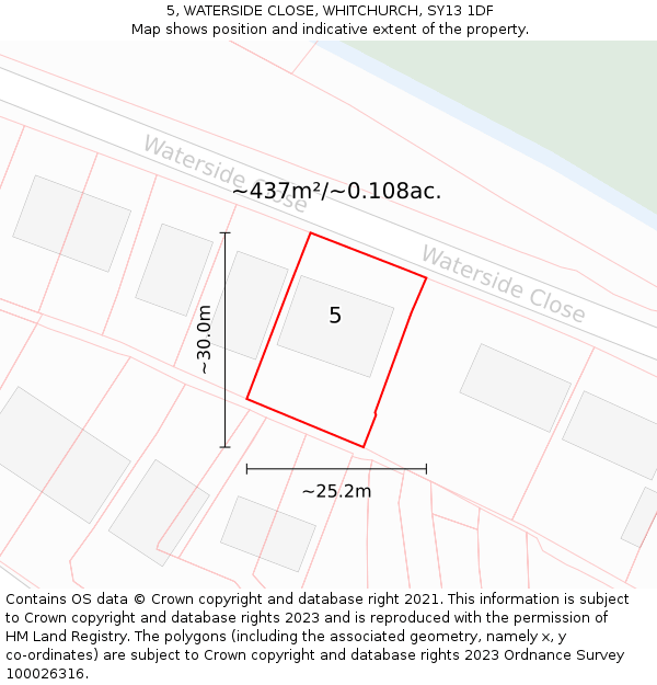 5, WATERSIDE CLOSE, WHITCHURCH, SY13 1DF: Plot and title map