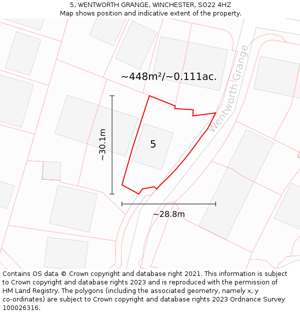 5, WENTWORTH GRANGE, WINCHESTER, SO22 4HZ: Plot and title map