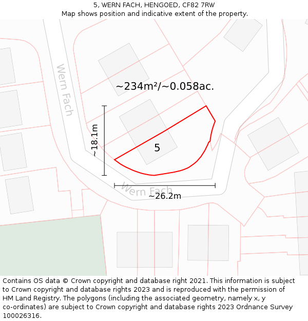 5, WERN FACH, HENGOED, CF82 7RW: Plot and title map