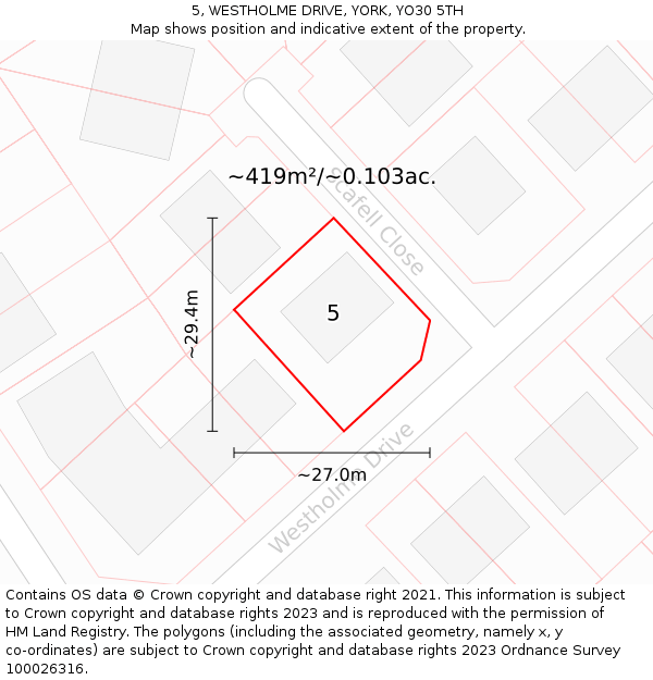 5, WESTHOLME DRIVE, YORK, YO30 5TH: Plot and title map