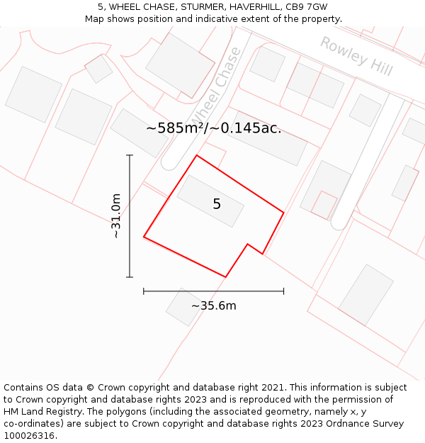 5, WHEEL CHASE, STURMER, HAVERHILL, CB9 7GW: Plot and title map