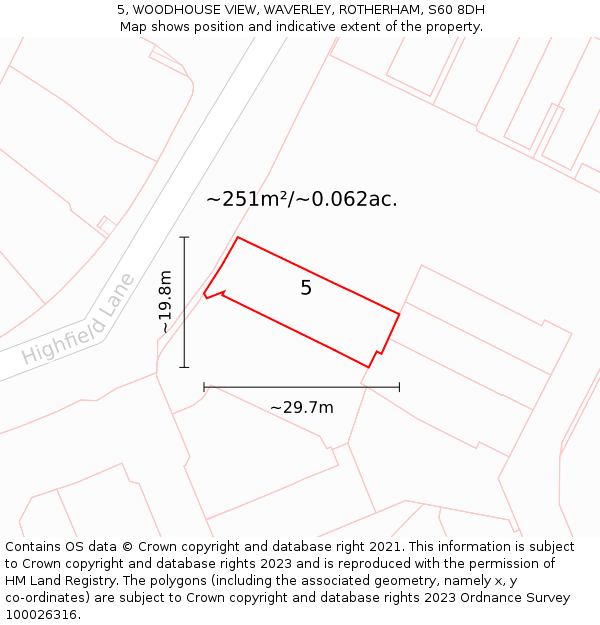 5, WOODHOUSE VIEW, WAVERLEY, ROTHERHAM, S60 8DH: Plot and title map