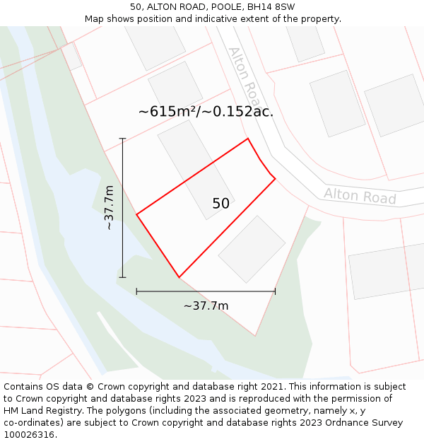 50, ALTON ROAD, POOLE, BH14 8SW: Plot and title map