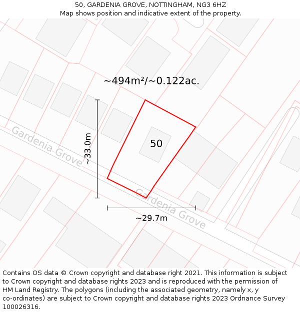 50, GARDENIA GROVE, NOTTINGHAM, NG3 6HZ: Plot and title map