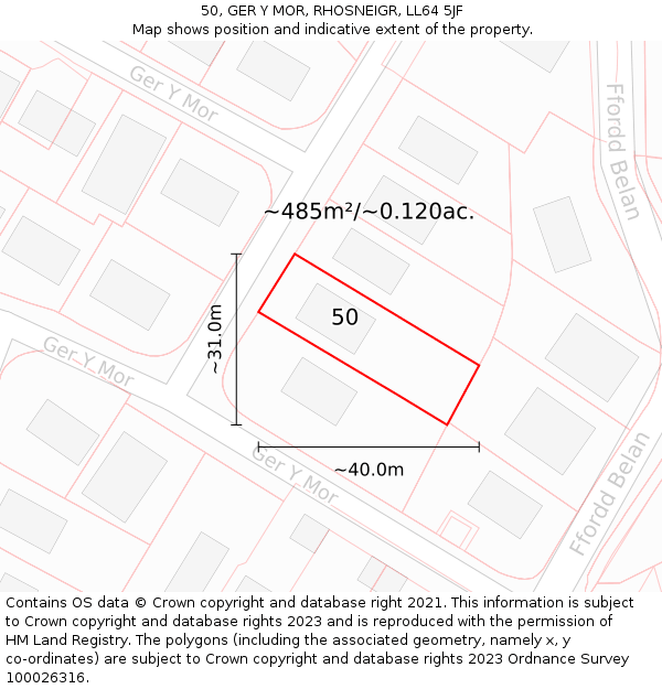 50, GER Y MOR, RHOSNEIGR, LL64 5JF: Plot and title map