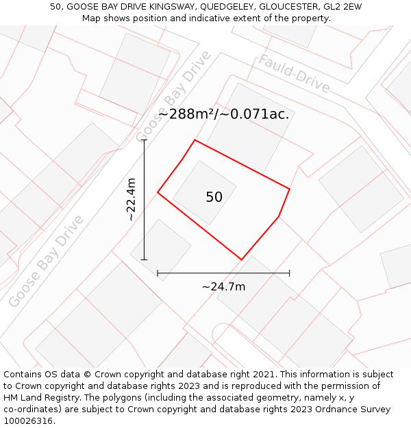 50, GOOSE BAY DRIVE KINGSWAY, QUEDGELEY, GLOUCESTER, GL2 2EW: Plot and title map