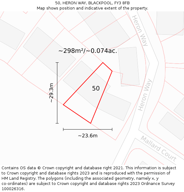 50, HERON WAY, BLACKPOOL, FY3 8FB: Plot and title map