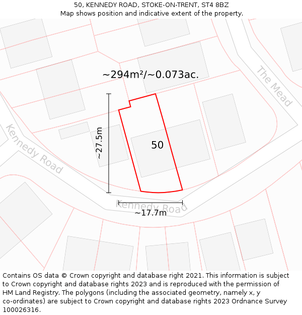 50, KENNEDY ROAD, STOKE-ON-TRENT, ST4 8BZ: Plot and title map