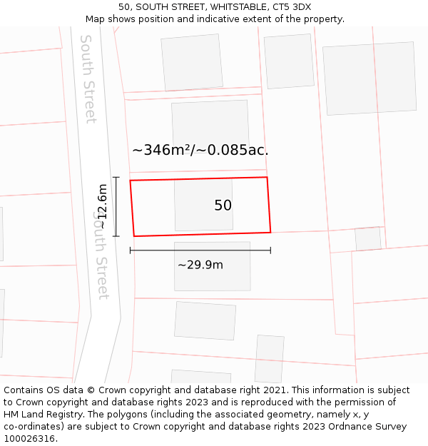 50, SOUTH STREET, WHITSTABLE, CT5 3DX: Plot and title map