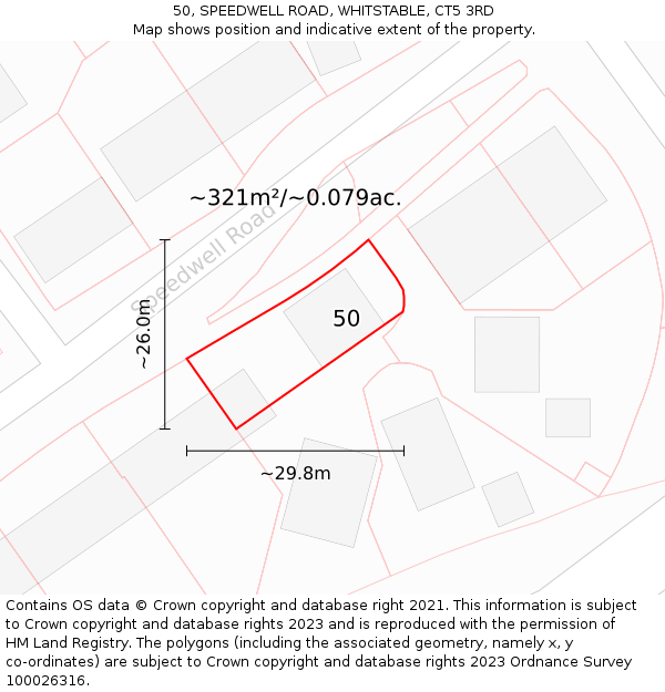 50, SPEEDWELL ROAD, WHITSTABLE, CT5 3RD: Plot and title map