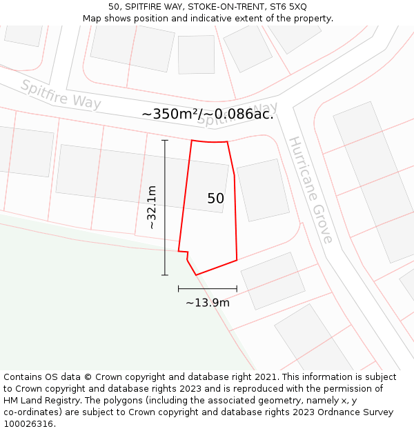 50, SPITFIRE WAY, STOKE-ON-TRENT, ST6 5XQ: Plot and title map