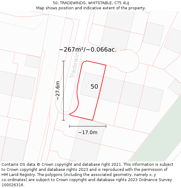 50, TRADEWINDS, WHITSTABLE, CT5 4UJ: Plot and title map