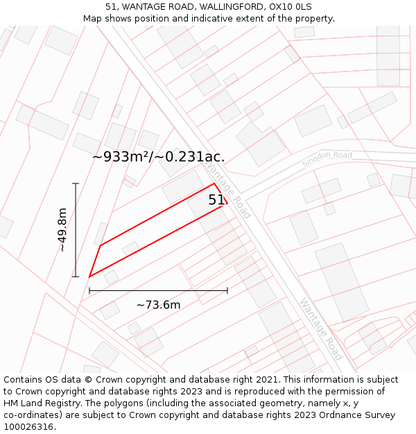 51, WANTAGE ROAD, WALLINGFORD, OX10 0LS: Plot and title map