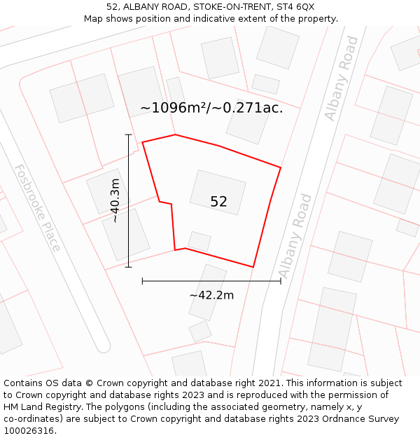 52, ALBANY ROAD, STOKE-ON-TRENT, ST4 6QX: Plot and title map