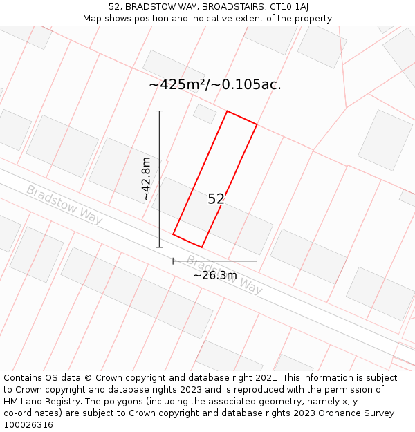 52, BRADSTOW WAY, BROADSTAIRS, CT10 1AJ: Plot and title map