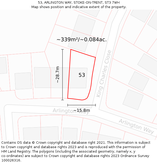 53, ARLINGTON WAY, STOKE-ON-TRENT, ST3 7WH: Plot and title map