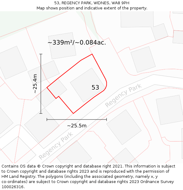 53, REGENCY PARK, WIDNES, WA8 9PH: Plot and title map