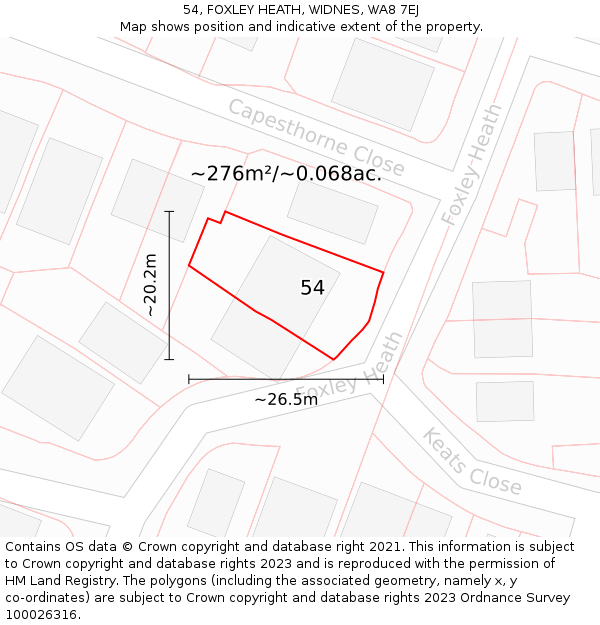 54, FOXLEY HEATH, WIDNES, WA8 7EJ: Plot and title map