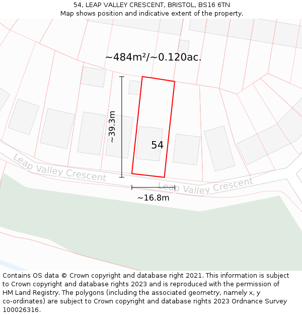 54, LEAP VALLEY CRESCENT, BRISTOL, BS16 6TN: Plot and title map