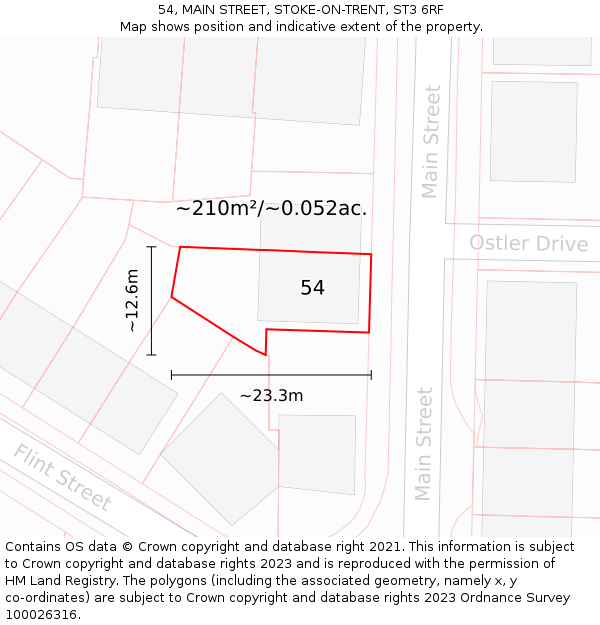 54, MAIN STREET, STOKE-ON-TRENT, ST3 6RF: Plot and title map