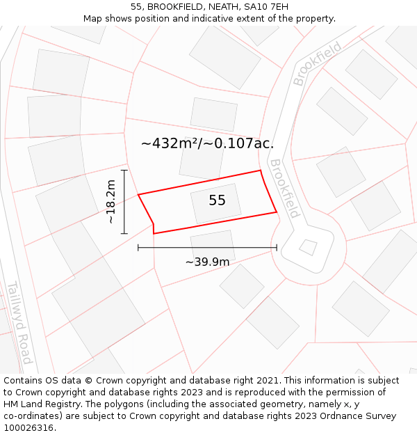 55, BROOKFIELD, NEATH, SA10 7EH: Plot and title map