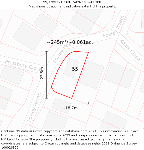 55, FOXLEY HEATH, WIDNES, WA8 7EB: Plot and title map