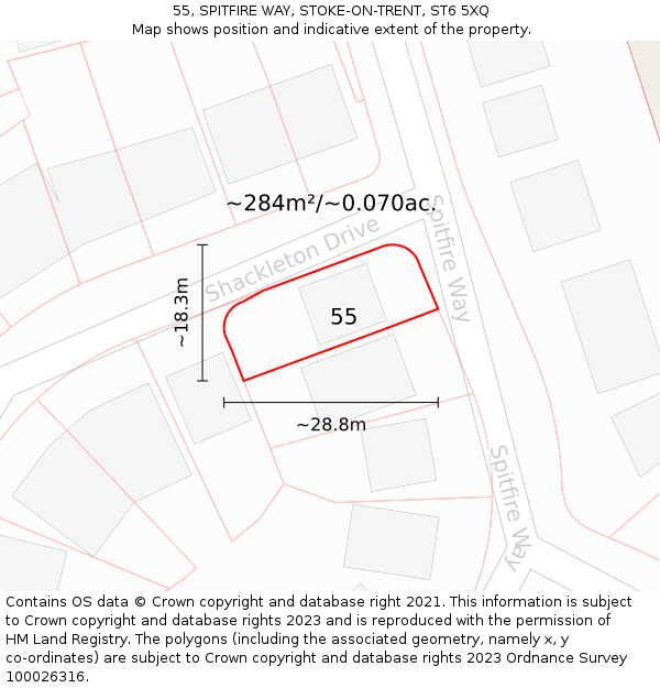 55, SPITFIRE WAY, STOKE-ON-TRENT, ST6 5XQ: Plot and title map