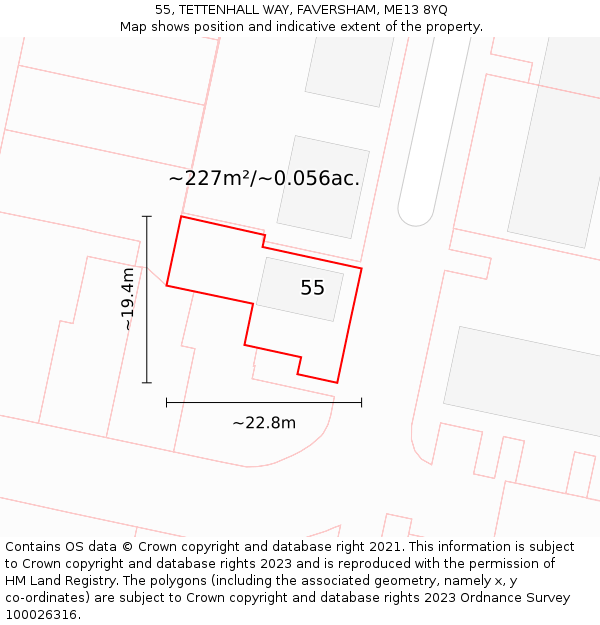 55, TETTENHALL WAY, FAVERSHAM, ME13 8YQ: Plot and title map