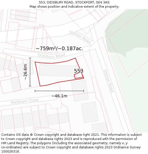 553, DIDSBURY ROAD, STOCKPORT, SK4 3AS: Plot and title map