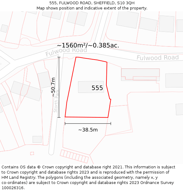 555, FULWOOD ROAD, SHEFFIELD, S10 3QH: Plot and title map