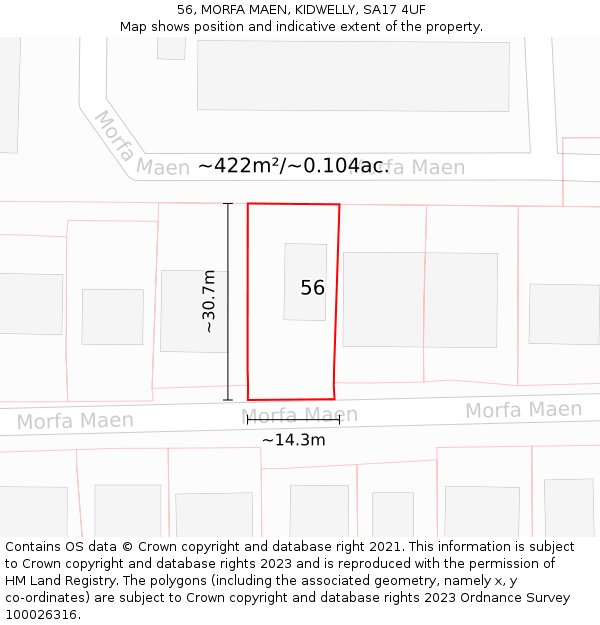 56, MORFA MAEN, KIDWELLY, SA17 4UF: Plot and title map