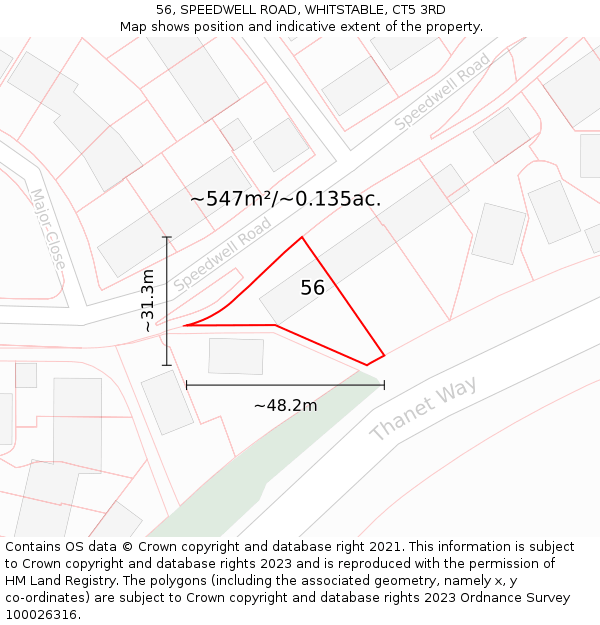 56, SPEEDWELL ROAD, WHITSTABLE, CT5 3RD: Plot and title map