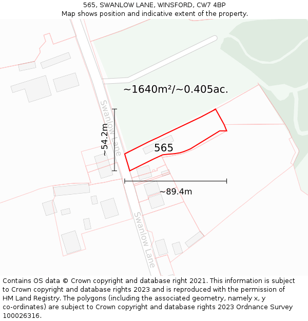565, SWANLOW LANE, WINSFORD, CW7 4BP: Plot and title map