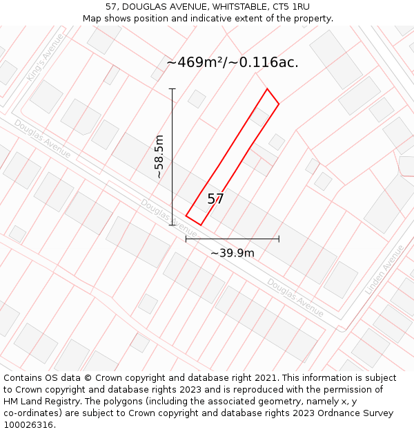 57, DOUGLAS AVENUE, WHITSTABLE, CT5 1RU: Plot and title map