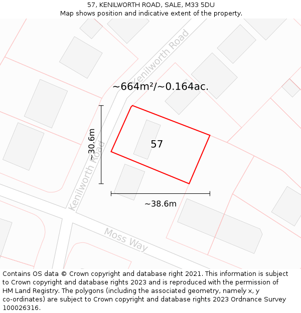 57, KENILWORTH ROAD, SALE, M33 5DU: Plot and title map