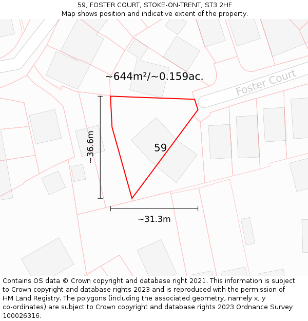 59, FOSTER COURT, STOKE-ON-TRENT, ST3 2HF: Plot and title map