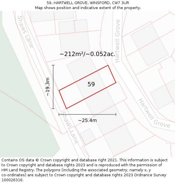 59, HARTWELL GROVE, WINSFORD, CW7 3UR: Plot and title map