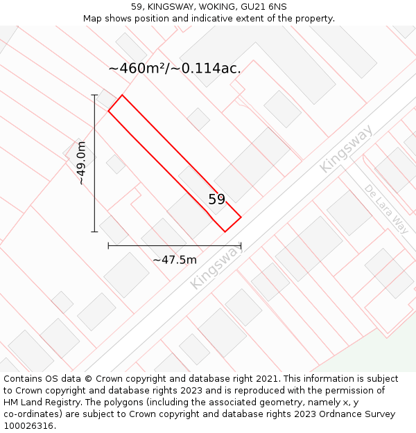 59, KINGSWAY, WOKING, GU21 6NS: Plot and title map