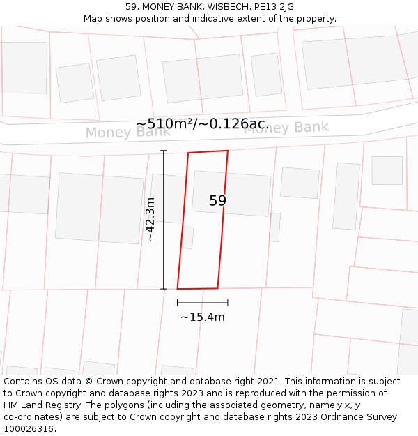 59, MONEY BANK, WISBECH, PE13 2JG: Plot and title map