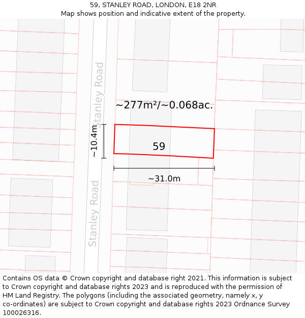 59, STANLEY ROAD, LONDON, E18 2NR: Plot and title map