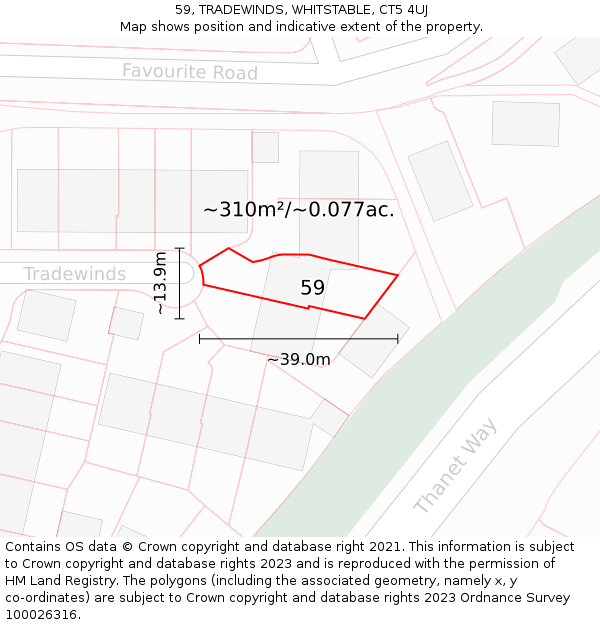 59, TRADEWINDS, WHITSTABLE, CT5 4UJ: Plot and title map