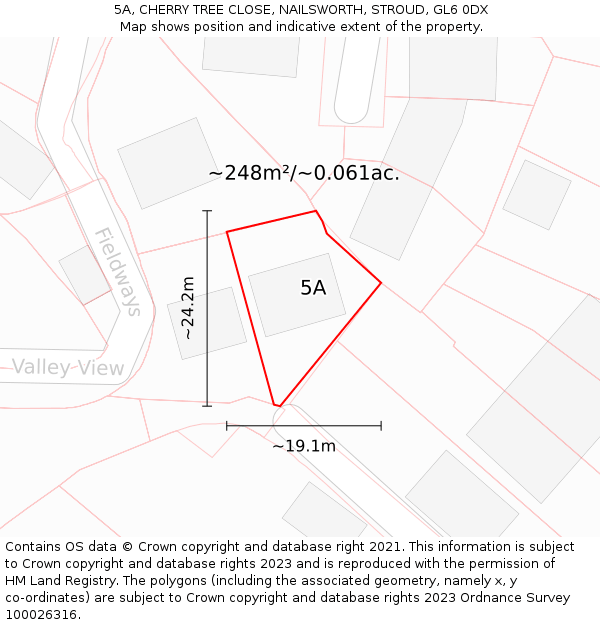 5A, CHERRY TREE CLOSE, NAILSWORTH, STROUD, GL6 0DX: Plot and title map