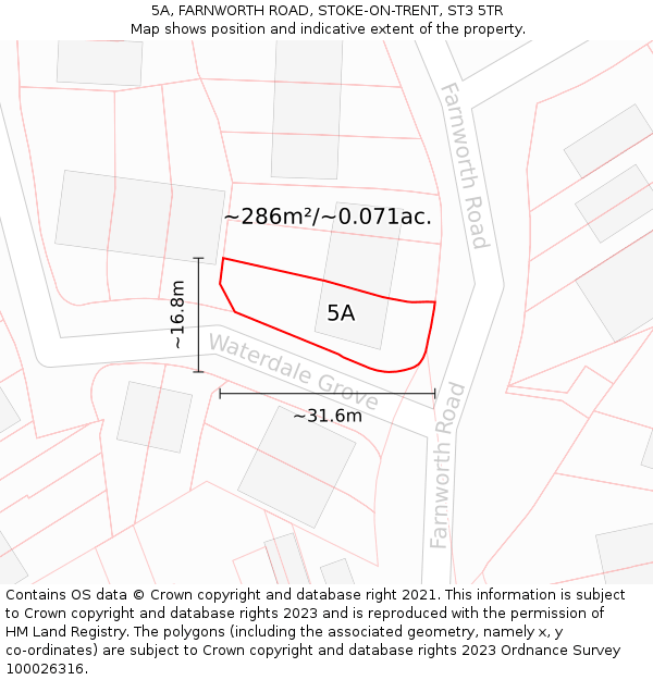 5A, FARNWORTH ROAD, STOKE-ON-TRENT, ST3 5TR: Plot and title map