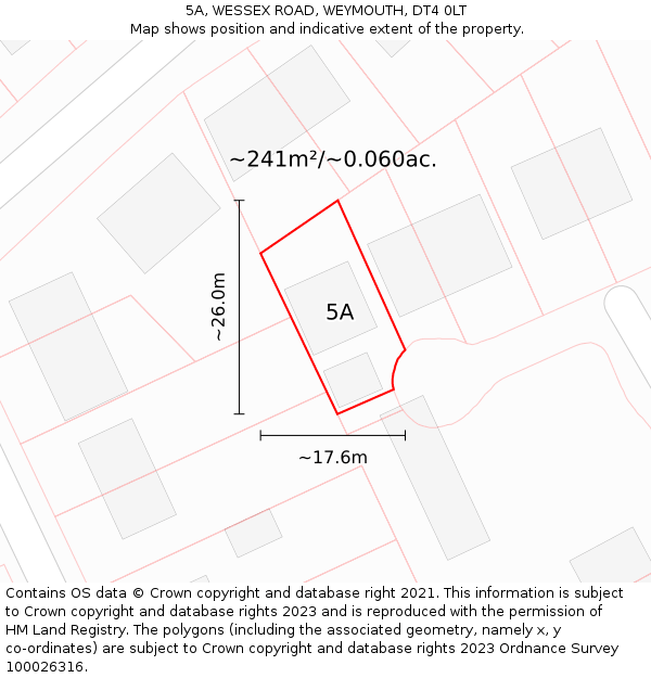 5A, WESSEX ROAD, WEYMOUTH, DT4 0LT: Plot and title map