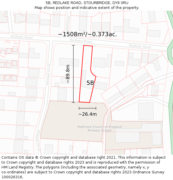 5B, REDLAKE ROAD, STOURBRIDGE, DY9 0RU: Plot and title map