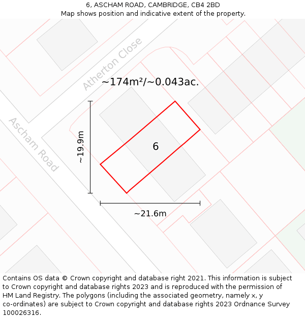 6, ASCHAM ROAD, CAMBRIDGE, CB4 2BD: Plot and title map