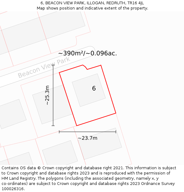 6, BEACON VIEW PARK, ILLOGAN, REDRUTH, TR16 4JL: Plot and title map