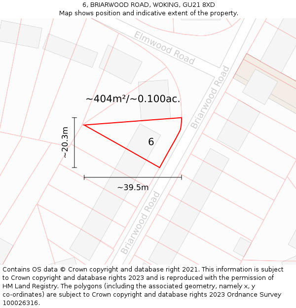 6, BRIARWOOD ROAD, WOKING, GU21 8XD: Plot and title map